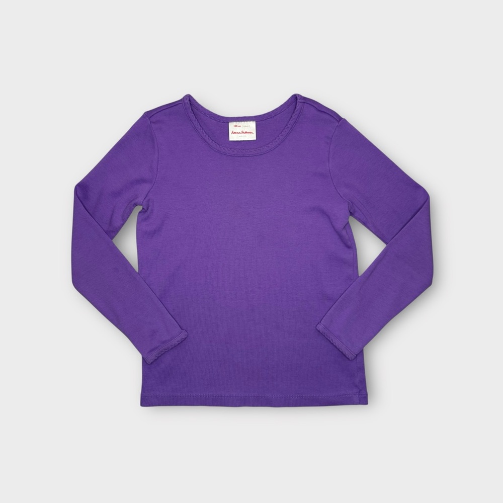 Hanna Andersson Pointelle Trim Purple Long Sleeve Top
